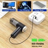 3 in 1 Portable Electric Nail Drill Professional Cleaner Dust Collection /Lighting Car Vacuum 120W High-Power Handheld Wireless Vacuum Cleaner Home Car Dual USB Rechargeable (Black)